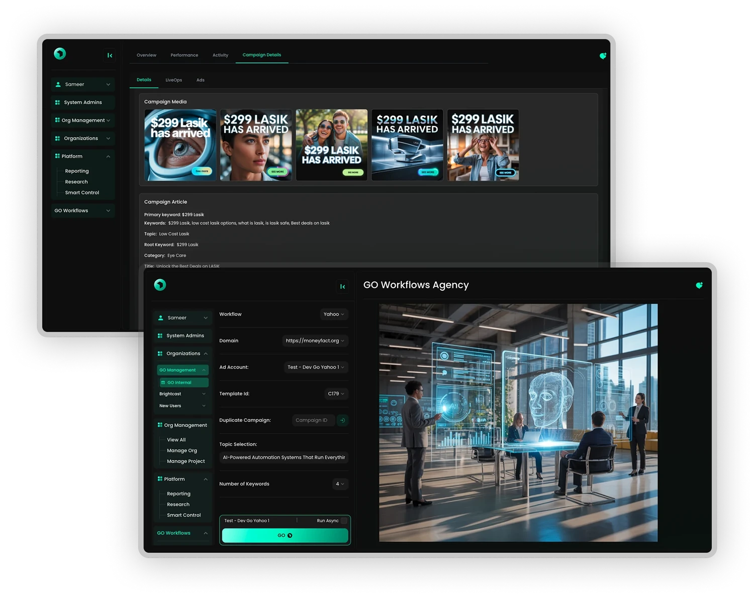 AI-Powered Marketing Automation Platform — product interface