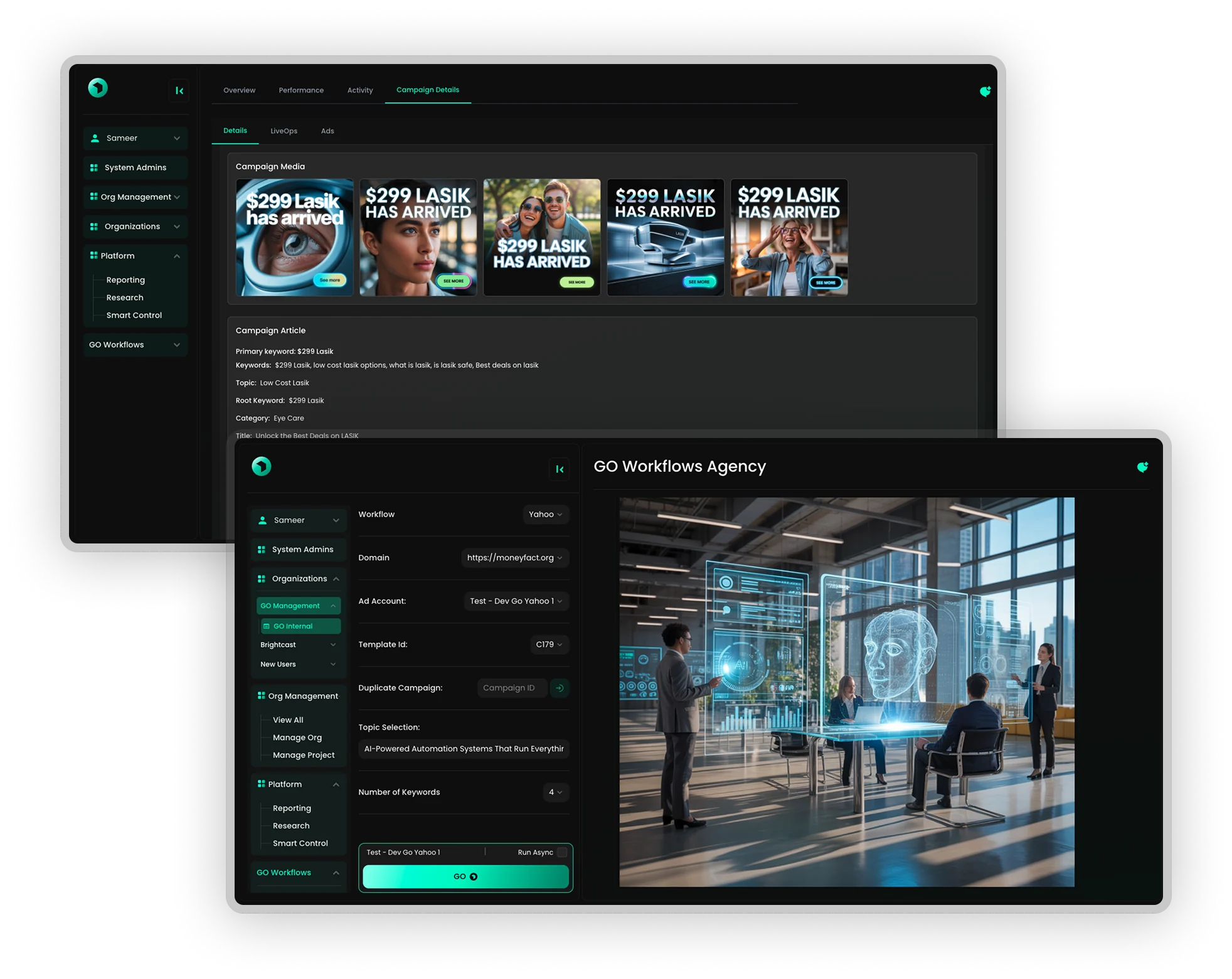 GO dashboard preview