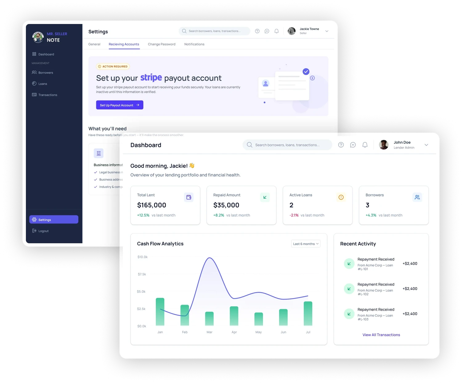 Automates multi-party loan payment processing — product interface