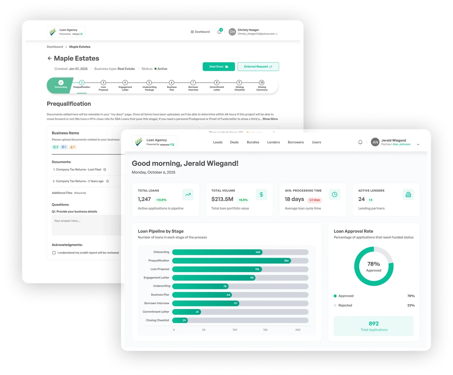 Streamlines and automates loan processing — product interface